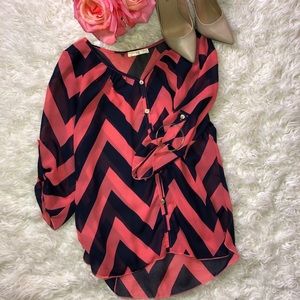 Brown and Orange/Pink Blouse